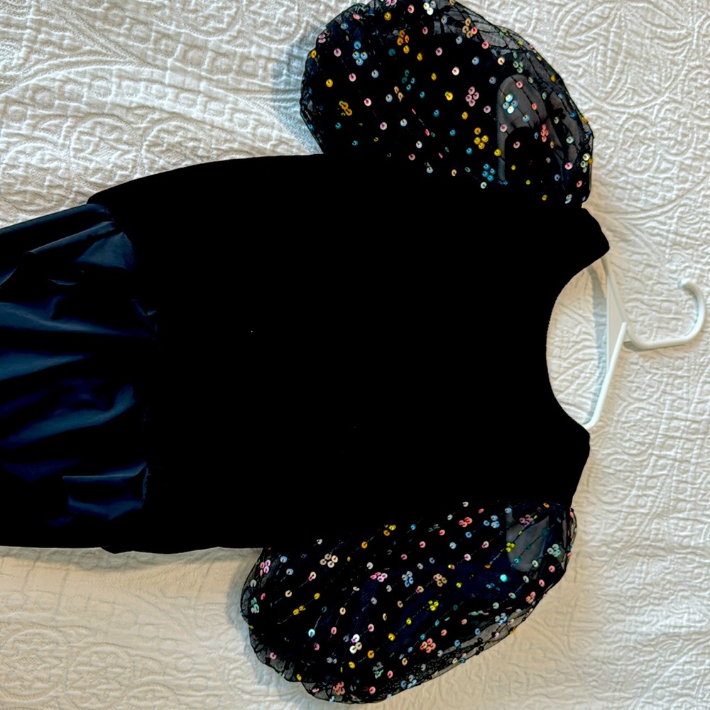 Girls body suit with glitter dry balloon sleeves